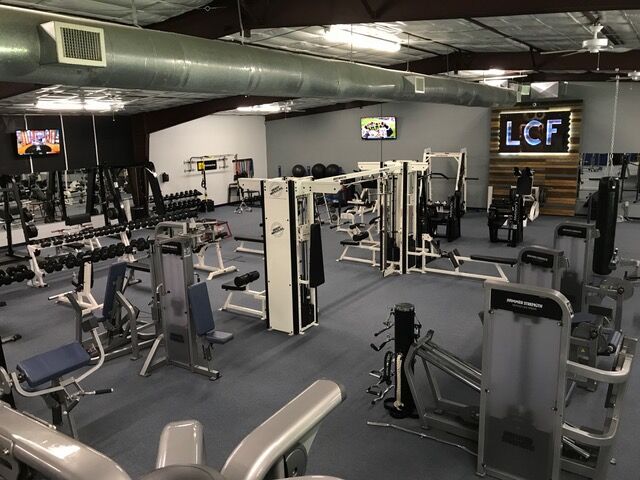 Selectorized machines on the gym floor
