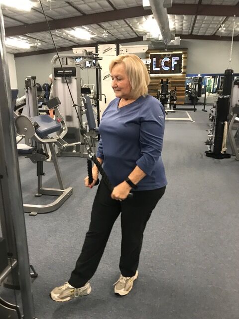 A member on the gym floor